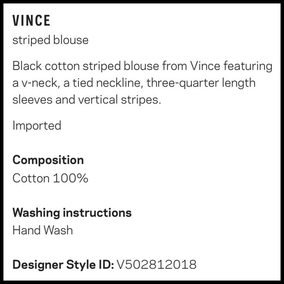 VINCE Variegated Stripe Top in Black/White Cotton. - Picture 8 of 8